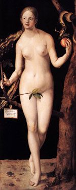 Альбрехт Дюрер (Albrecht Dürer, 1471–1528). Ева (1507). За изгнанием из рая Сатаны последовало еще одно изгнание, инспирированное им же