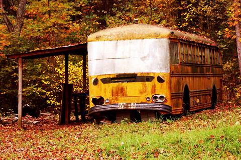 Типичное жилище не нашедшего свое место в жизни американца — старый автобус, загнанный к лесу. Фото (Creative Commons license): Chrissy aka goodnight_photography  