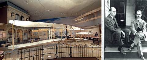 Братья Уилбур и Орвил Райт запатентовали свой самолет на будущее. Их машина, созданная в 1903 году, выставлена в экспозиции Национального музея авиации и космонавтики Смитсоновского института