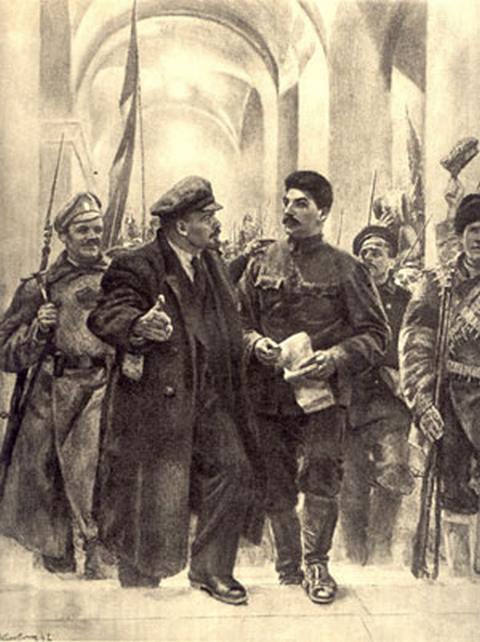 Ленин и Сталин за день до революции. Так увидел историю в 1947 году советский художник Евгений Кибрик.  