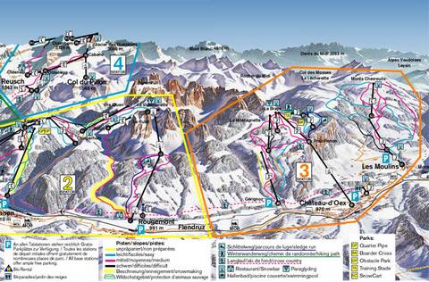 Карта горнолыжных спусков горнолыжного курорта Гштаад