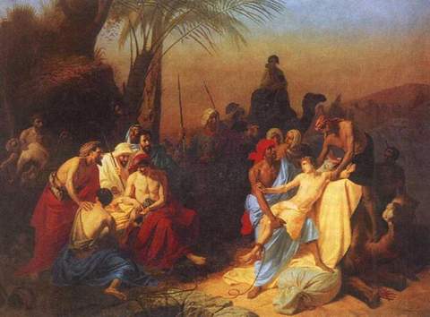 История о похищении Иосифа братьями и продаже его в рабство в Египет, один из самых известных библейских сюжетов. Так его представлял себе известный русский художник Константин Флавицкий