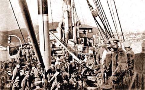 Эвакуация армии генерала Врангеля из Крыма.  Фото 1920 года