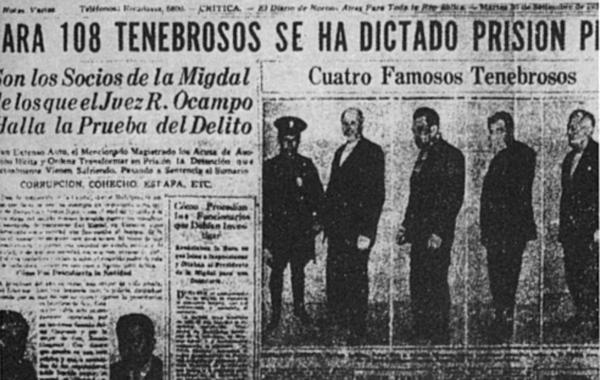 Страница ежедневной газеты Буэнос-Айреса, Диарио Критика, после приговора против Цви Мигдала, 1930 (Кредит: Диарио Критика)