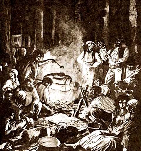 Картинка из французского развлекательного журнала, изображающая цыган во время приготовления человеческого мяса  Фото: Wikipedia