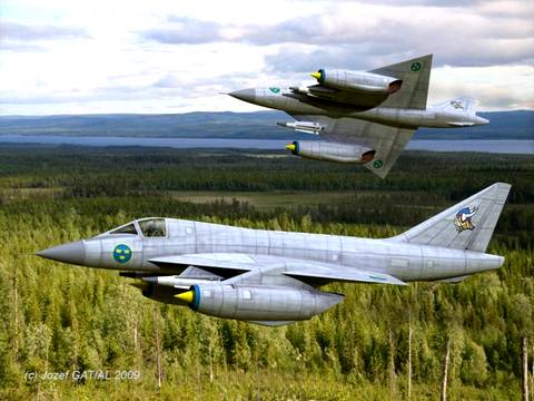 проект бомбардировщик SAAB 1418 — еще один потенциальный носитель шведского ядерного оружия