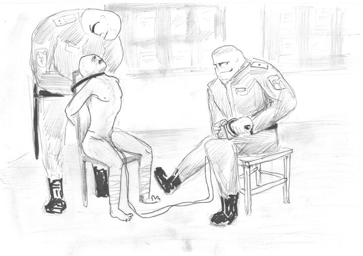 Пытка током «Звонок другу», «Звонок Путину», «Интернет». Иллюстрация Олега Навального, The Insider