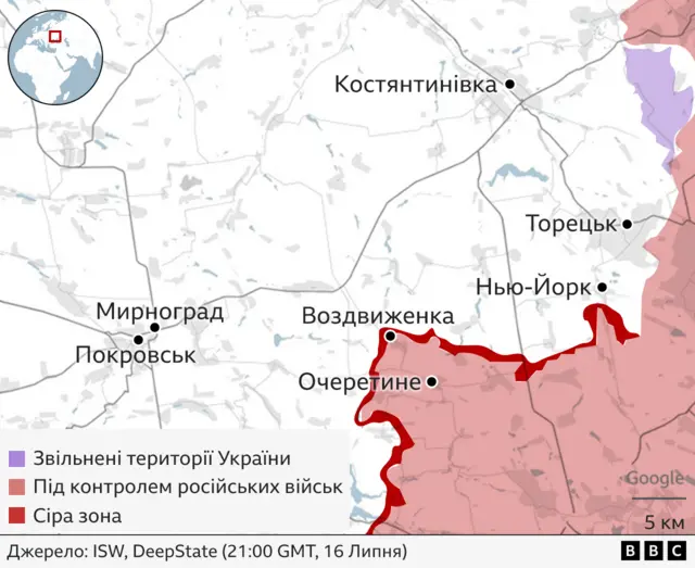 Мапа фронту на сході України