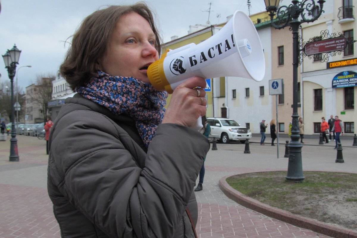 Полина во время выдвижения в кандидаты в депутаты, 2019 год. Фото: « Вясна »