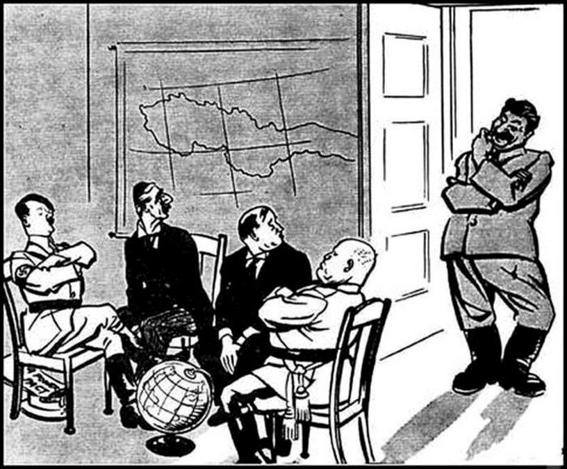 Карикатура на Мюнхенську угоду 1938 року. З сайту school-collection.edu.ru