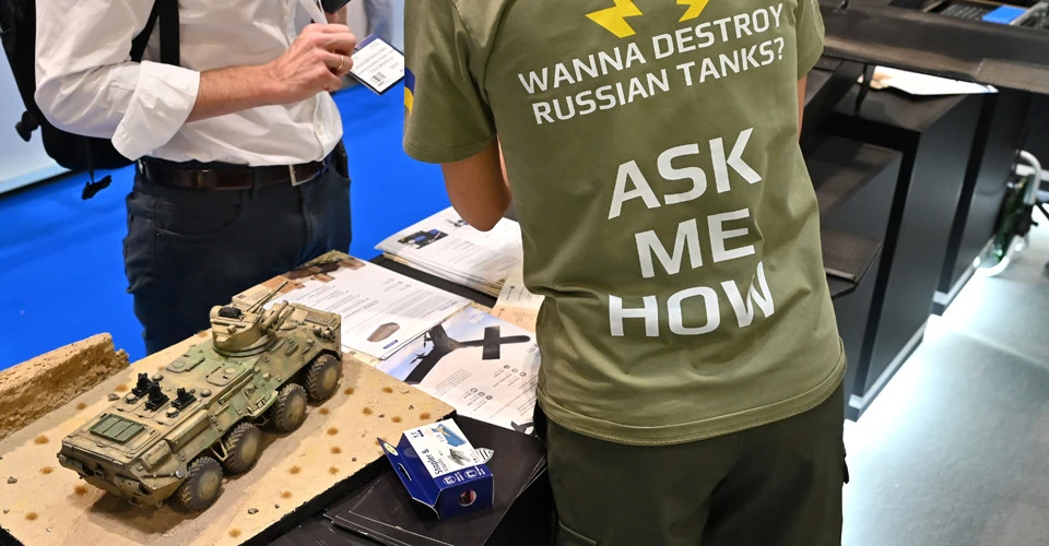 виставковий стенд Ukrainian Global Mark, Sky Defenders of Ukraine під час виставки Space Autonomy, Лондон 2025р.