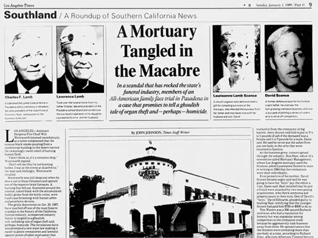 Вся семья от Лоуренса Лэма до Дэвида Сконса. Скриншот Los-Angeles Times