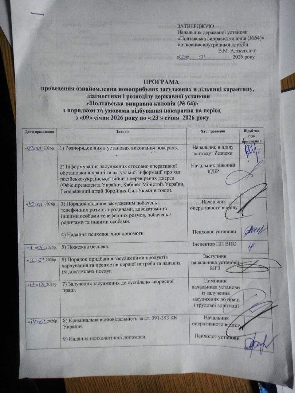 [ДУ “Полтавська виправна колонія (№64)”]
