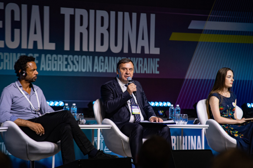 Міжнародна конференція «Спеціальний трибунал щодо злочину агресії проти України. Правосуддя має відбутися». Учасники обговорювали необхідність забезпечення відповідальності за злочин агресії Росії проти України та створення відповідного Спеціального трибуналу. Київ, 21 серпня 2023 року
