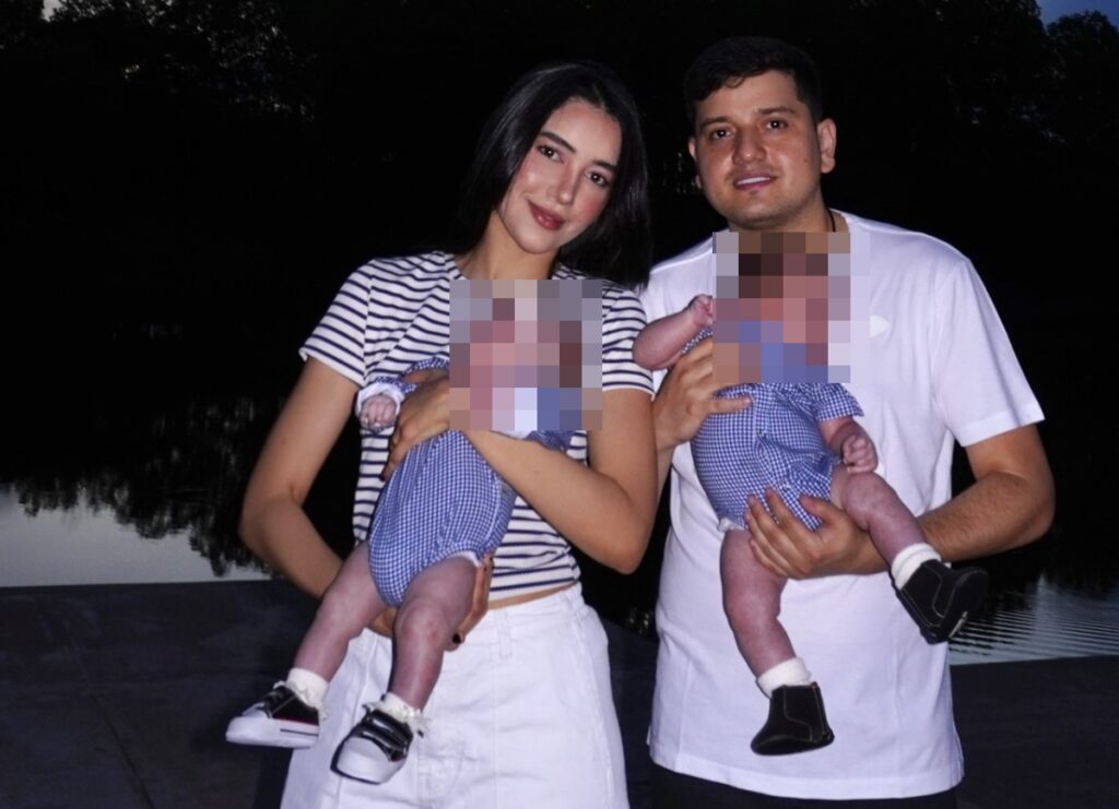 Бразильці Роберта і Феліпе Мартінси зі своїми двійнятами, яких їм народила українка Марія (фото надане подружжям)
