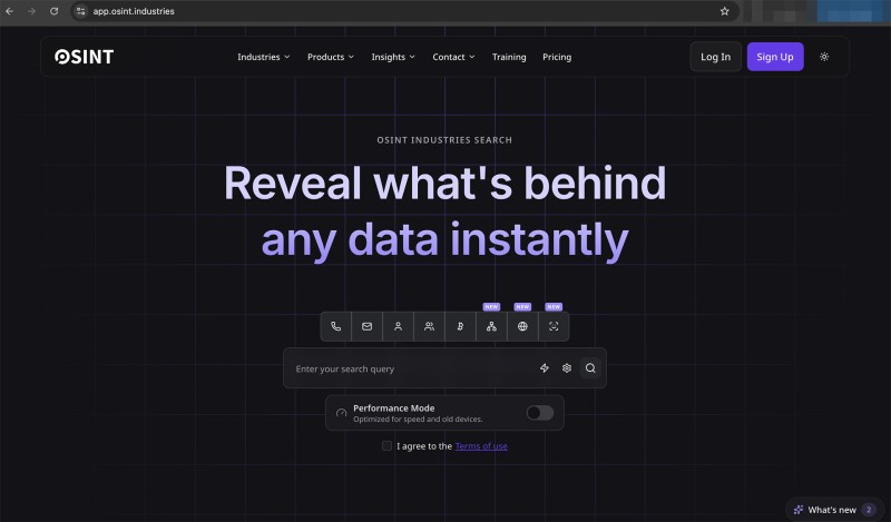 Джерело: Скріншот/app.osint.industries. OSINT Industries — одна з кількох баз даних, які збирають та систематизують загальнодоступні або витікні дані з Інтернету.