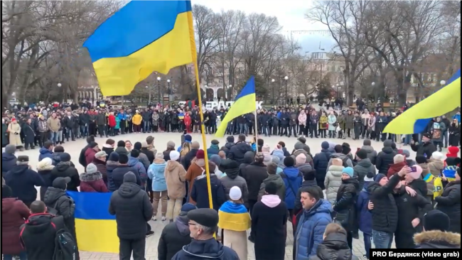 Бердянськ. Мітинг проти окупації РФ. 6 березня 2022 року