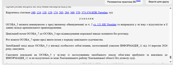 Вирок суду / © Єдиний державний реєстр судових рішень