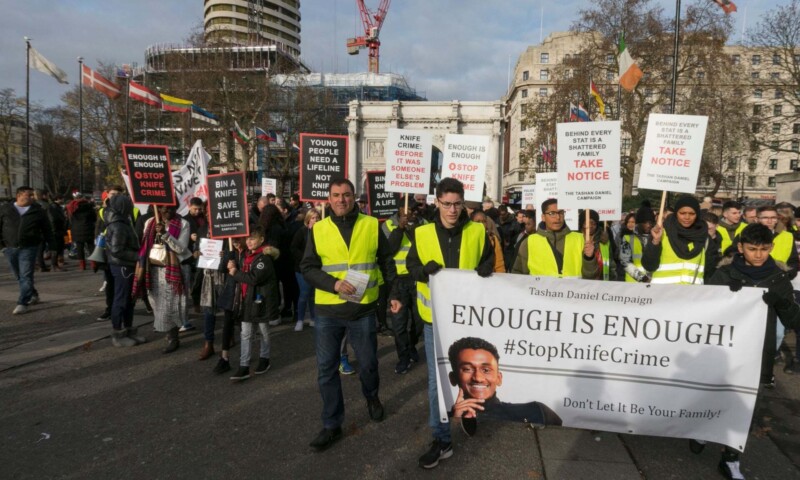 Демонстрация против ножевой преступности в Лондоне, декабрь 2019 года Фото Стива Паркинса