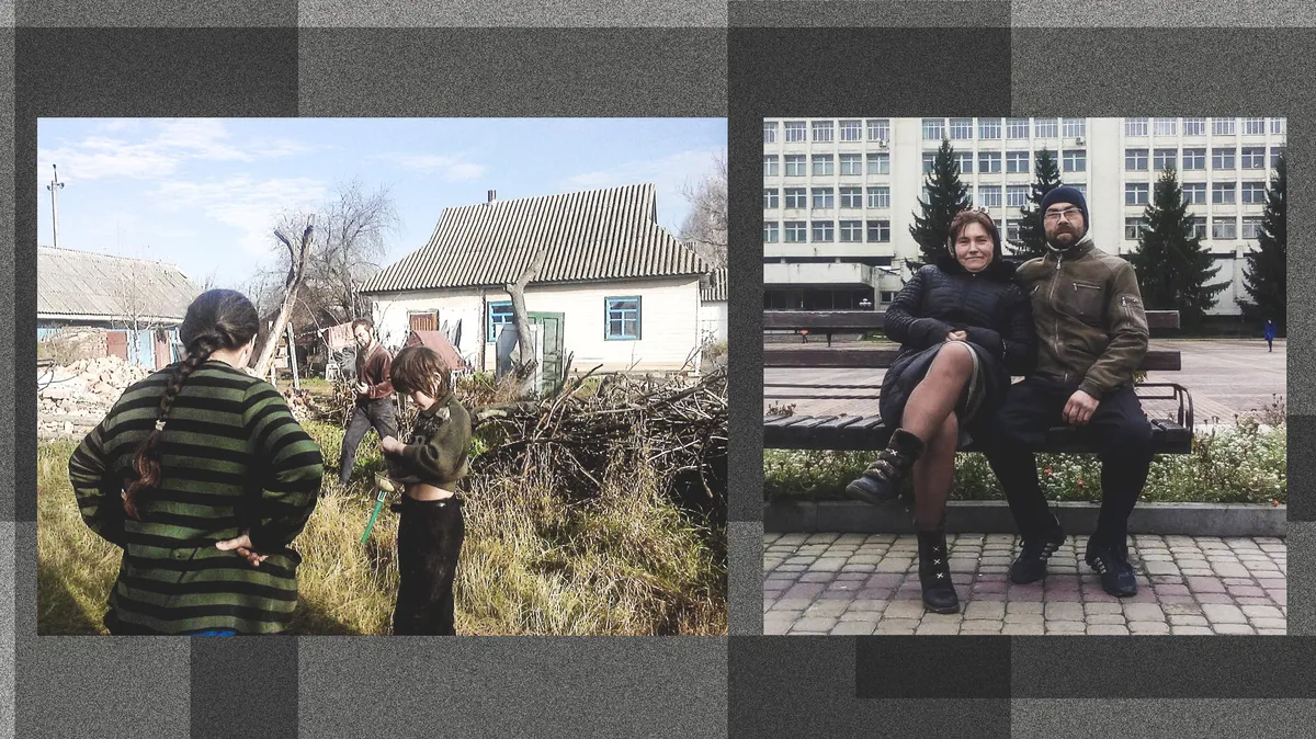 Слева — дом семьи Яремчуков в Андреевке, во дворе которого расстреляли Руслана. Справа — Руслан с женой Оксаной Фото: архив семьи