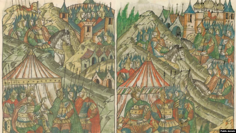 Осада Москвы крымским ханом Мехмедом I Гераем в 1521 году. Миниатюры из Лицевого летописного свода XVI века