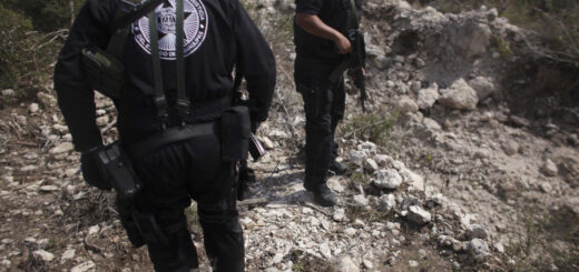 Полиция стоит рядом с дырой, которую участники наркокартеля «Лос-Сетас» использовали для захоронения почти 200 человек, 2011 год Фото AP