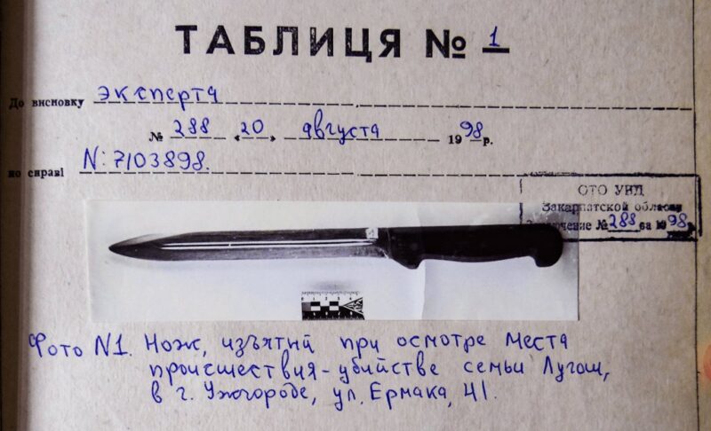 Фото ножа, которым предположительно убили семью Лугашей. Фото из материалов дела